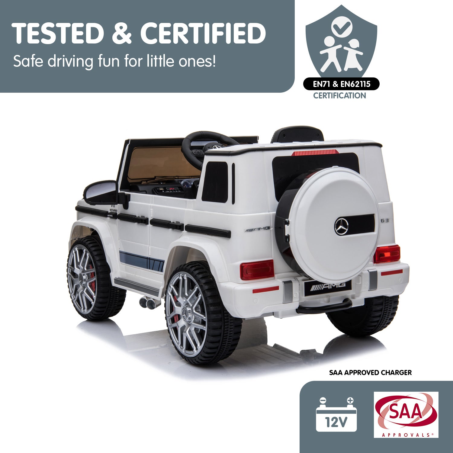 Mercedes Benz AMG G63 Kids Ride On Electric Car - White