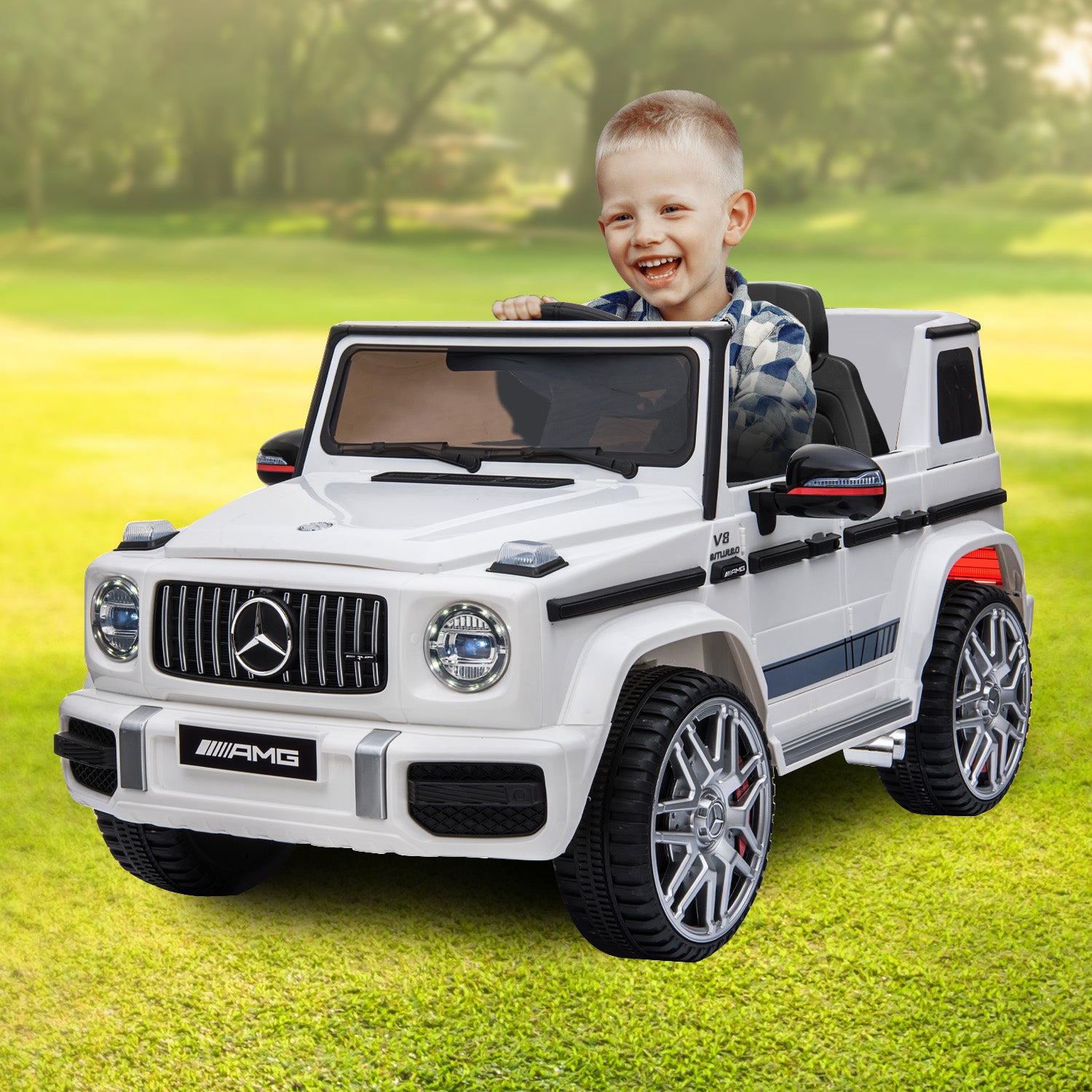 Mercedes Benz AMG G63 Kids Ride On Electric Car - White
