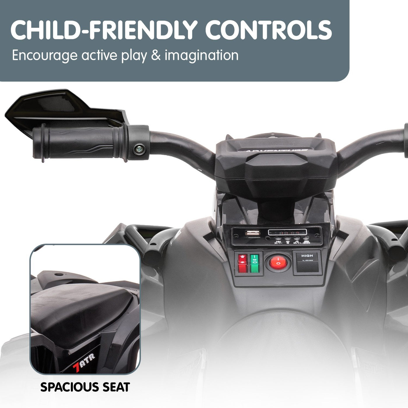 Kids Electric Ride On Quad Bike Toy ATV 50W - Black