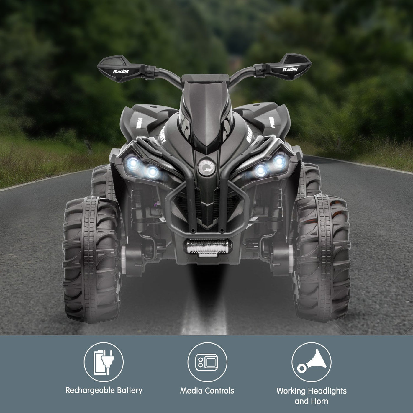 Kids Electric Ride On Quad Bike Toy ATV 50W - Black