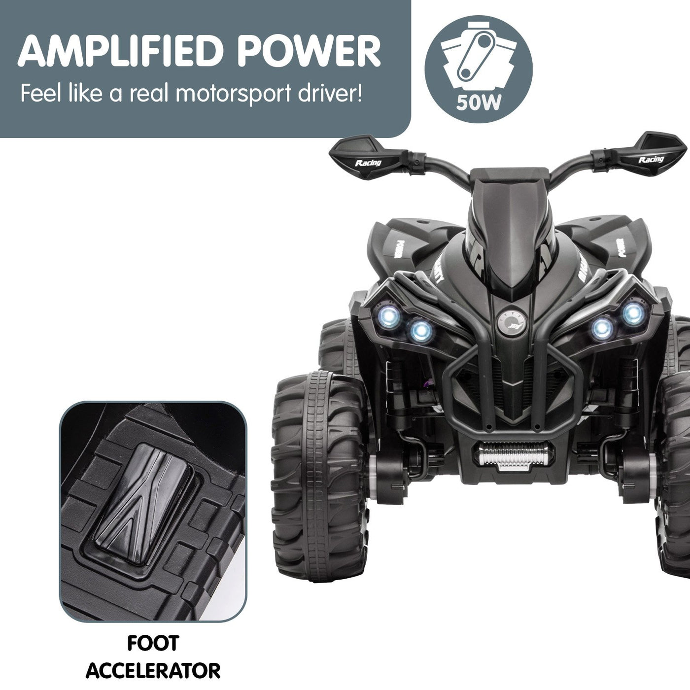 Kids Electric Ride On Quad Bike Toy ATV 50W - Black