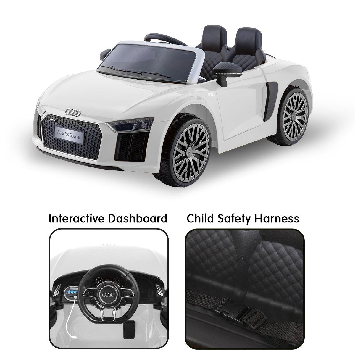 Spyder Audi  Electric Ride On Car Remote Control - White