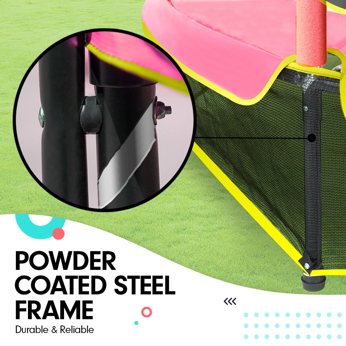 4.5ft Trampoline - Green / Pink