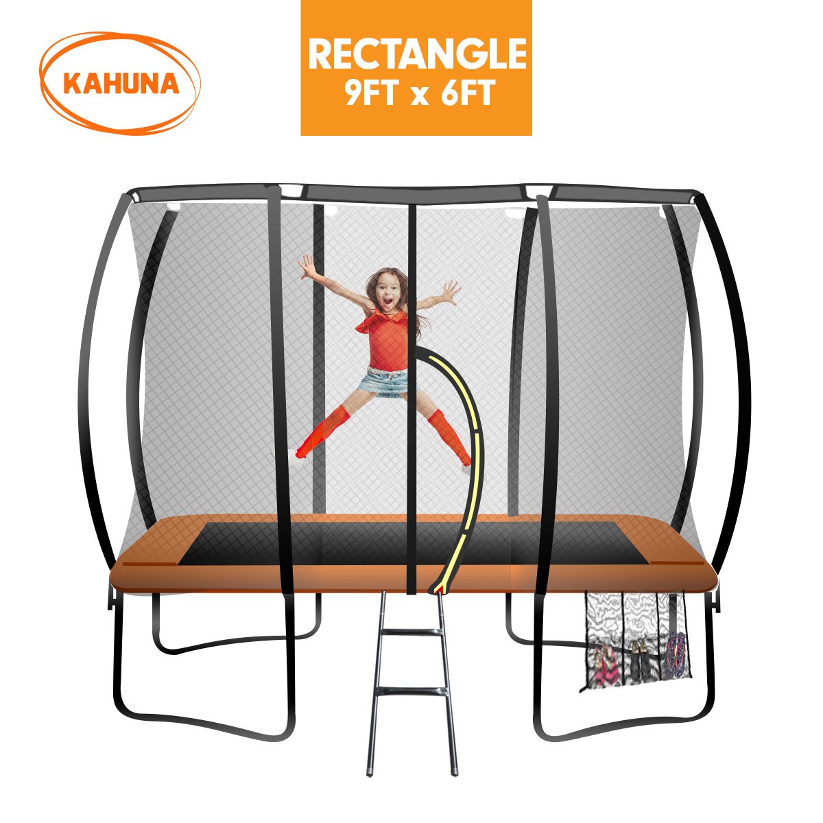 6ft X 9ft Rectangular  Trampoline - Orange