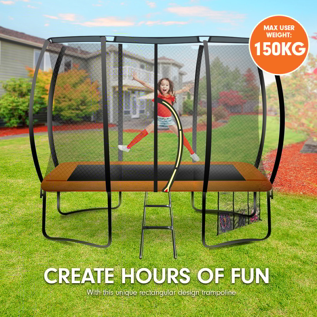 6ft X 9ft Rectangular  Trampoline - Orange