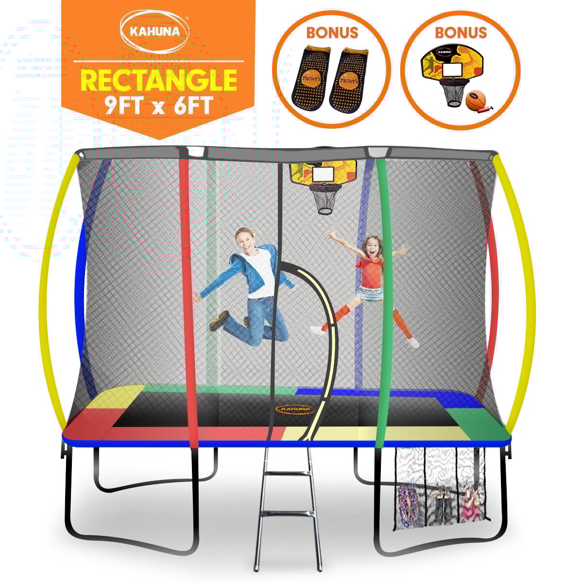 6ft X 9ft Rectangular Trampoline - Rainbow