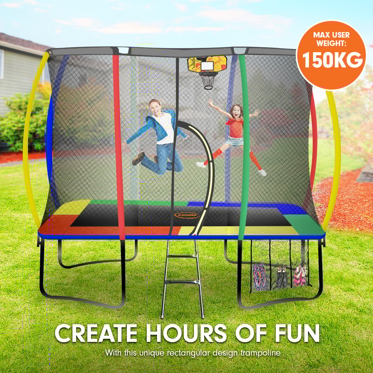 6ft X 9ft Rectangular Trampoline - Rainbow