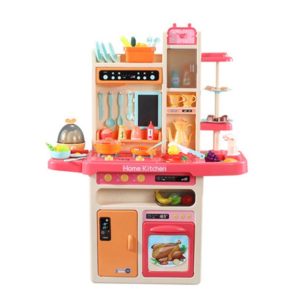 65pcs 93cm Children Kitchen Kitchenware Play Toy Simulation Steam Spray Cooking Set Cookware Tableware Gift Blue Color - SM Everyday Living