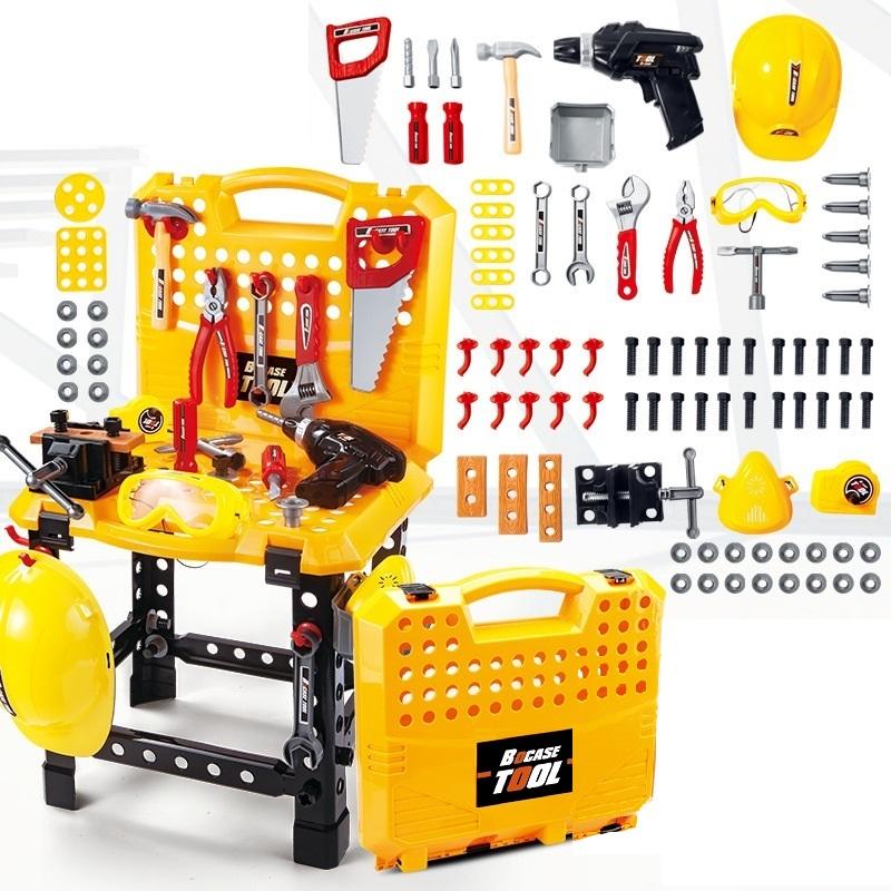 Toy Power Workbench, Bench Construction Set with Tools and Electric Drill - SM Everyday Living