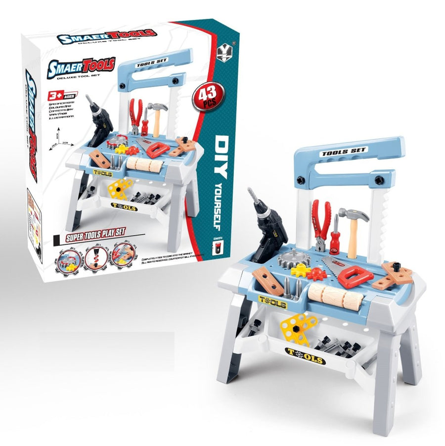 Toy Power Workbench, Kids Power Tool Bench Construction Set with Tools and Electric Drill - SM Everyday Living