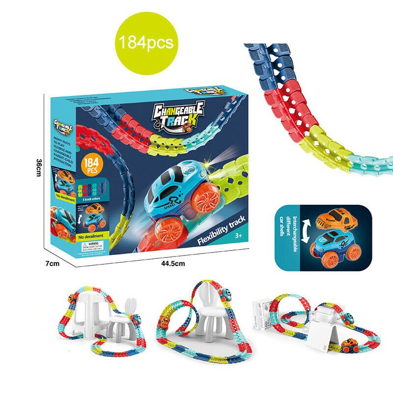 Changeable Track In The Dark Track with LED Light-Up Race Car - SM Everyday Living