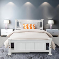 King Single Solid Pine Timber Bed Frame White