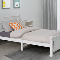 King Single Solid Pine Timber Bed Frame White
