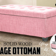 Pink Storage Ottoman Stool Fabric