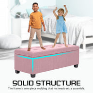 Pink Storage Ottoman Stool Fabric