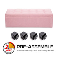 Pink Storage Ottoman Stool Fabric