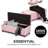 Pink Storage Ottoman Stool Fabric