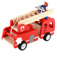 Fire truck wooden with ladder and firemen Fire engine Red - SM Everyday Living
