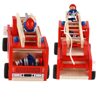 Fire truck wooden with ladder and firemen Fire engine Red - SM Everyday Living