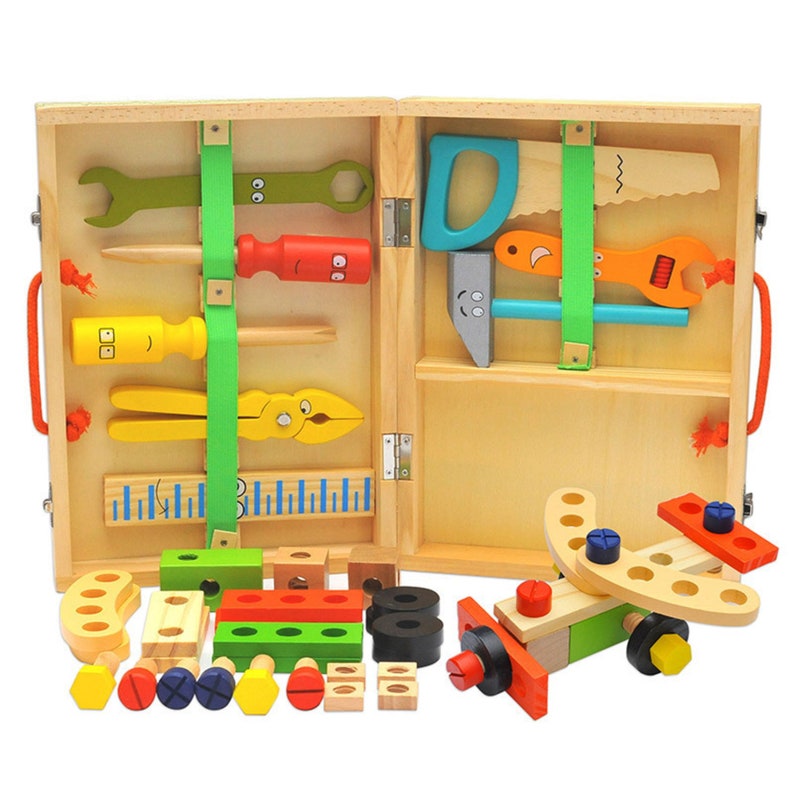 Children's pretend play build fix wood Toolbox Toy - SM Everyday Living