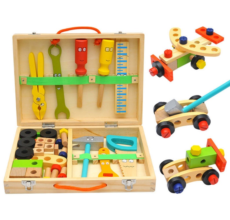 Children's pretend play build fix wood Toolbox Toy - SM Everyday Living