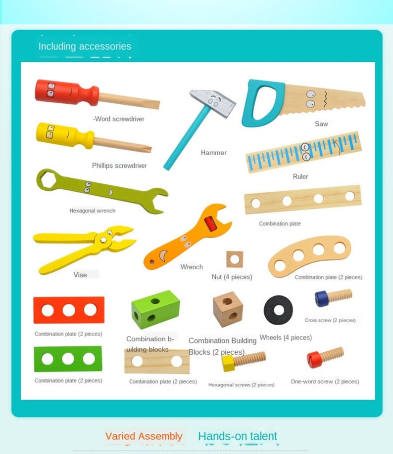 Children's pretend play build fix wood Toolbox Toy - SM Everyday Living