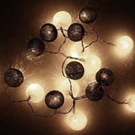 1 Set of 20 LED Black White 5cm Cotton Ball Battery Powered String Lights