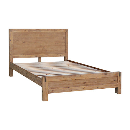 4 Pieces Bedroom Suite in Solid Wood Double Size Oak Colour Bed, Bedside Table & Dresser