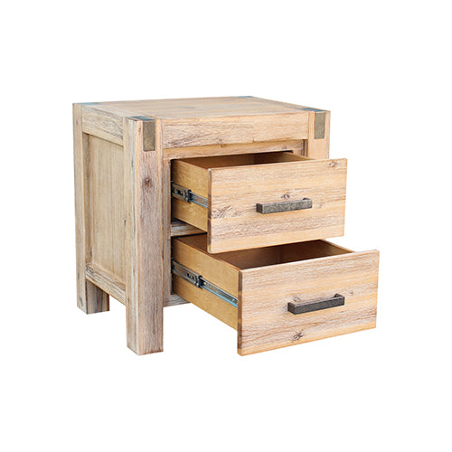 4 Pieces Bedroom Suite in Solid Wood Double Size Oak Colour Bed, Bedside Table & Dresser