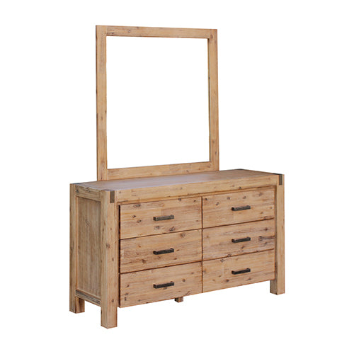 4 Pieces Bedroom Suite in Solid Wood Double Size Oak Colour Bed, Bedside Table & Dresser