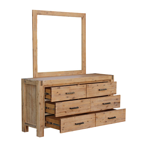 4 Pieces Bedroom Suite in Solid Wood Double Size Oak Colour Bed, Bedside Table & Dresser