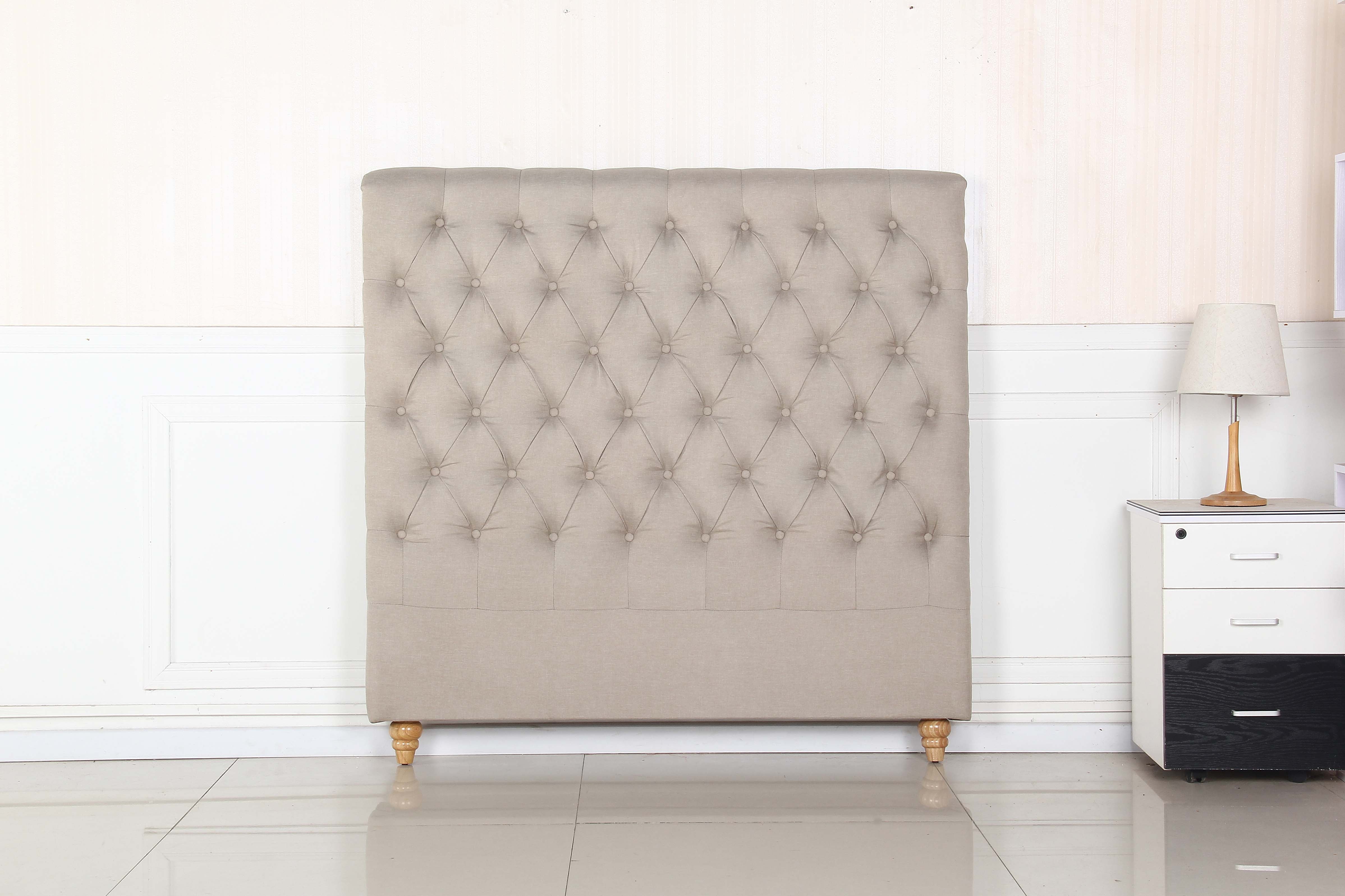 Bed Head Double Size French Provincial Headboard Fabric Beige