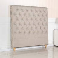 Bed Head Double Size French Provincial Headboard Fabric Beige