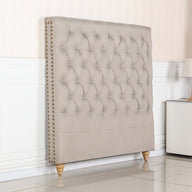 Bed Head Double Size French Provincial Headboard Fabric Beige