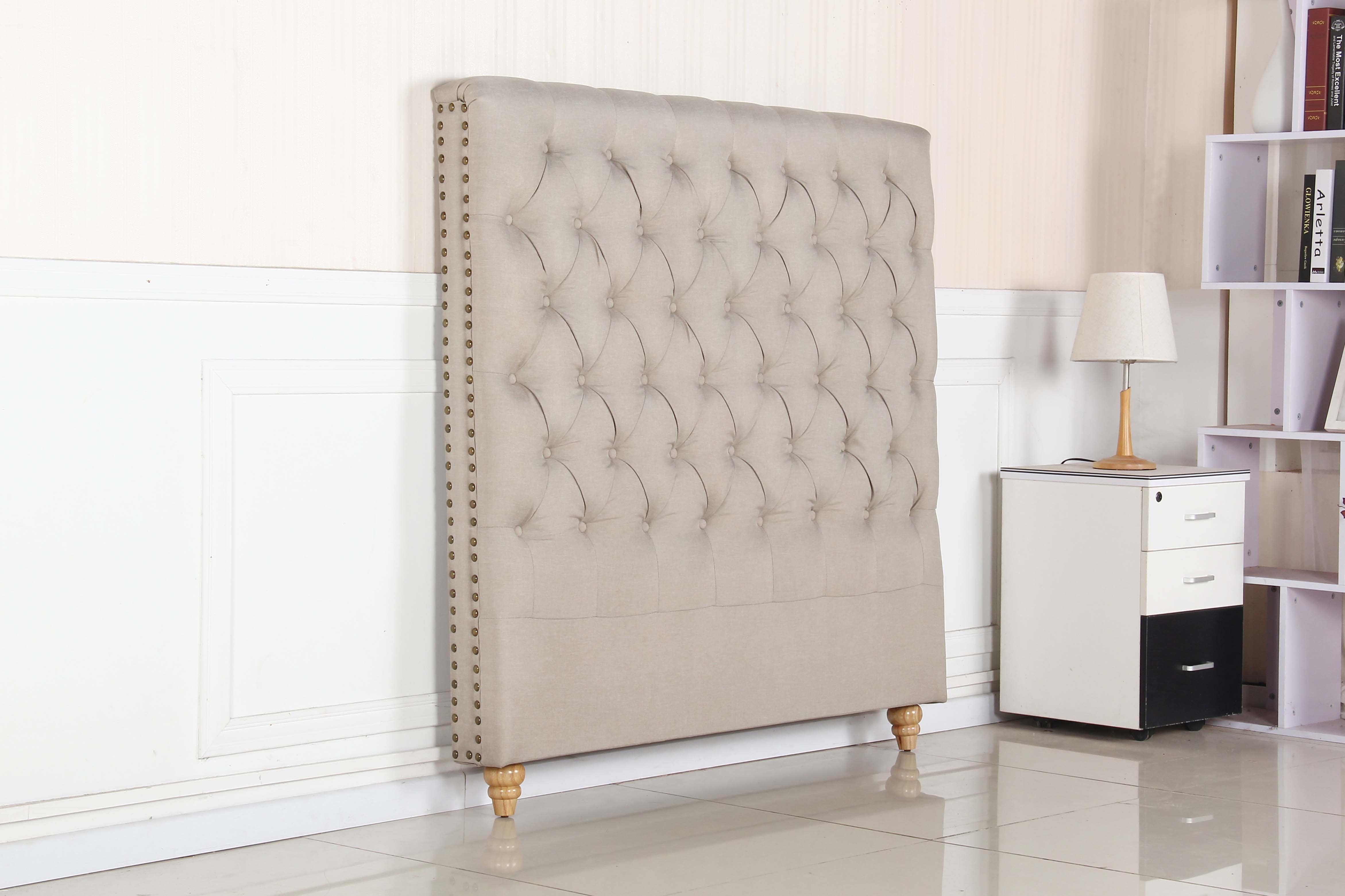 Bed Head Double Size French Provincial Headboard Fabric Beige