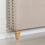 Bed Head Double Size French Provincial Headboard Fabric Beige
