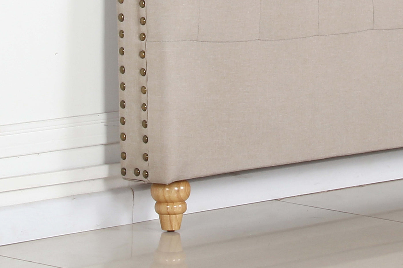 Bed Head Double Size French Provincial Headboard Fabric Beige