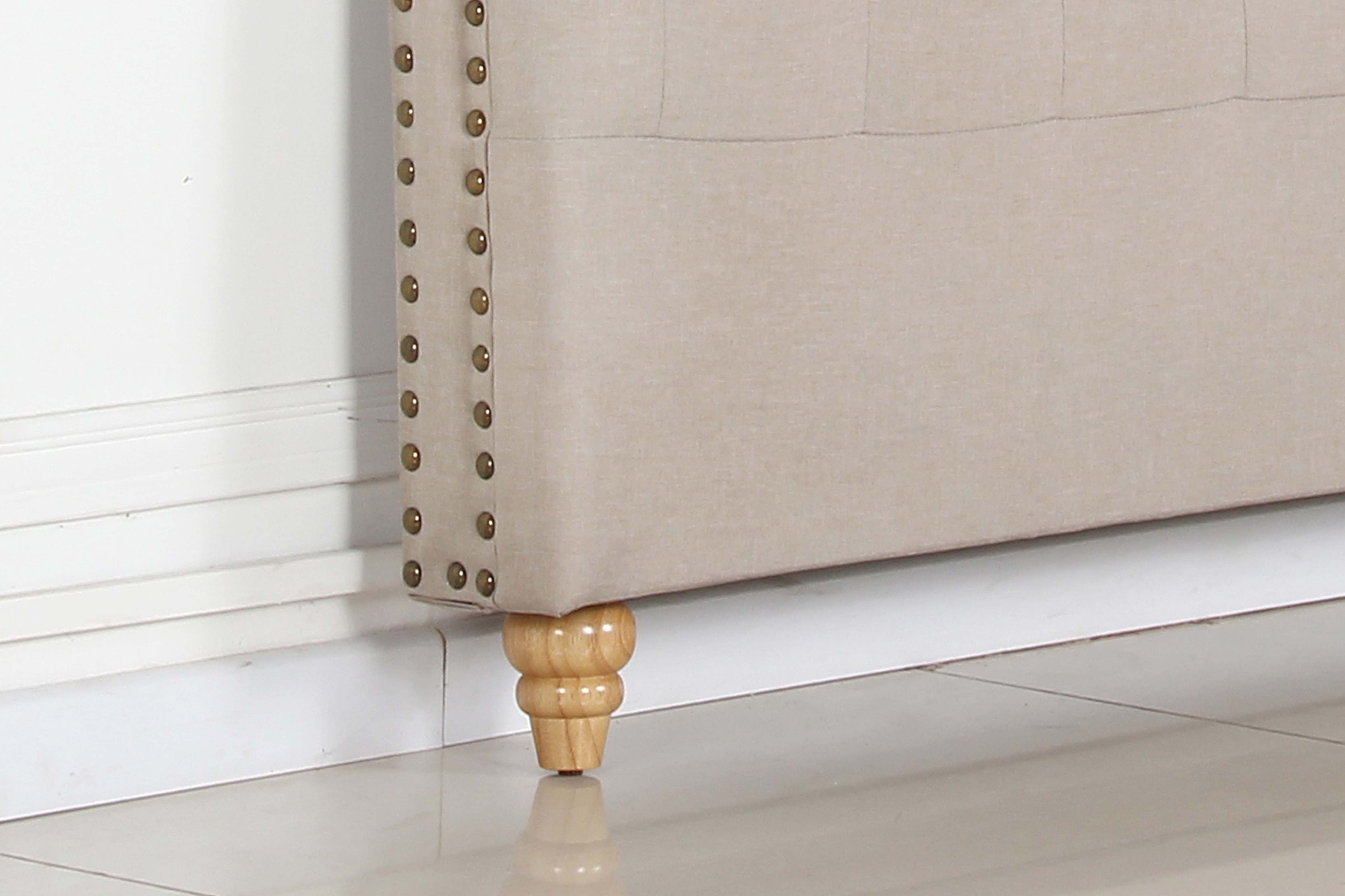 Bed Head Double Size French Provincial Headboard Fabric Beige