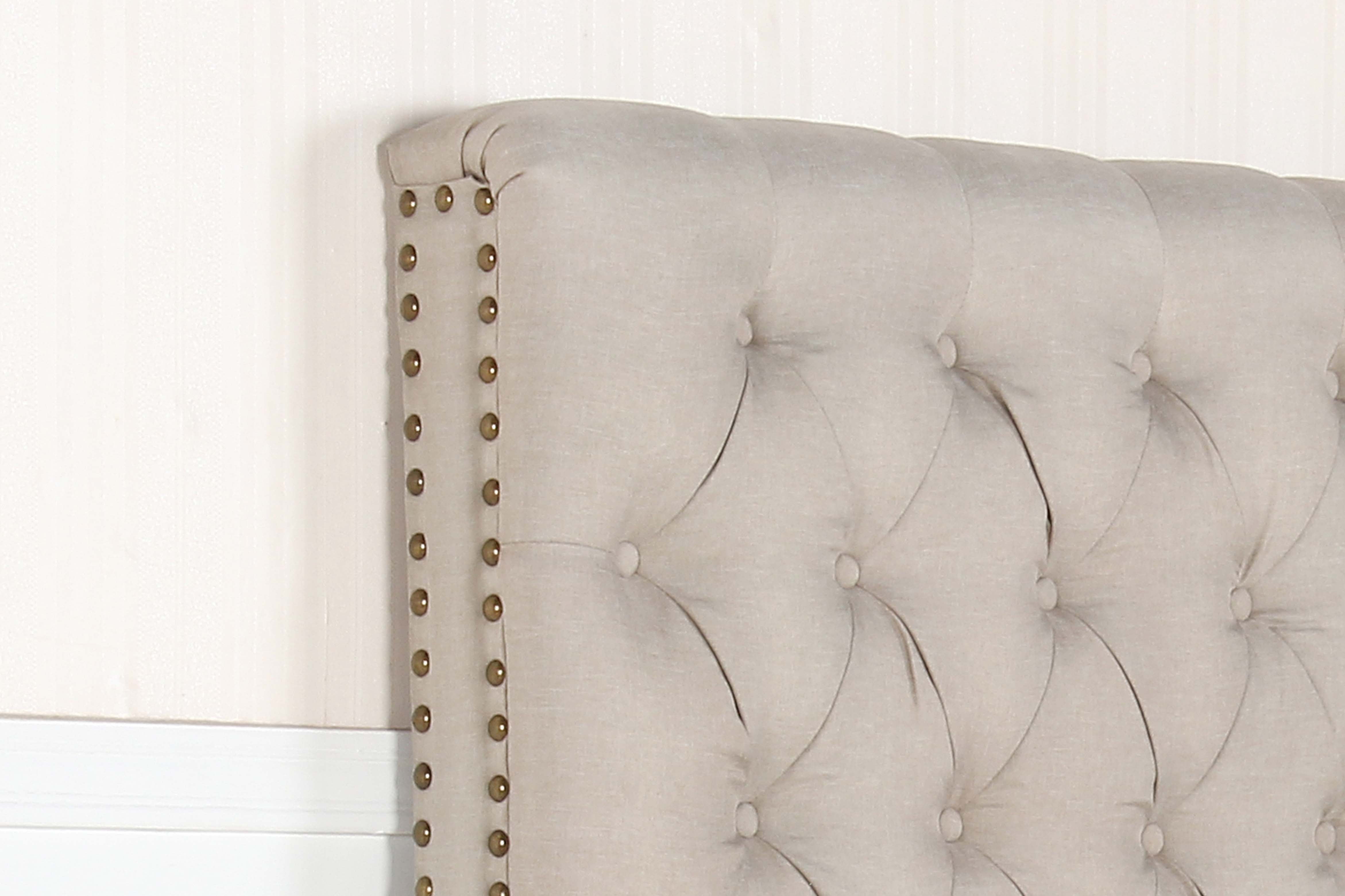 Bed Head Double Size French Provincial Headboard Fabric Beige