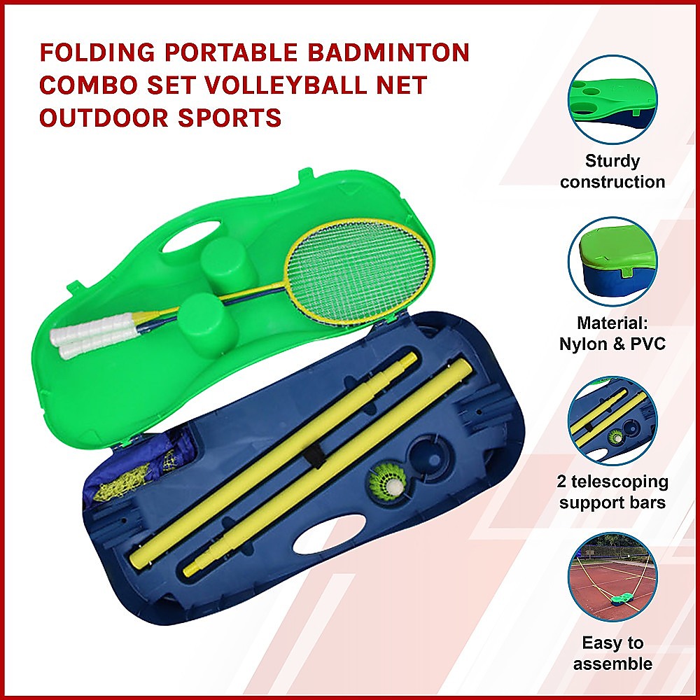 Folding Portable Badminton Combo Set Volleyball Net Outdoor Sports - SM Everyday Living