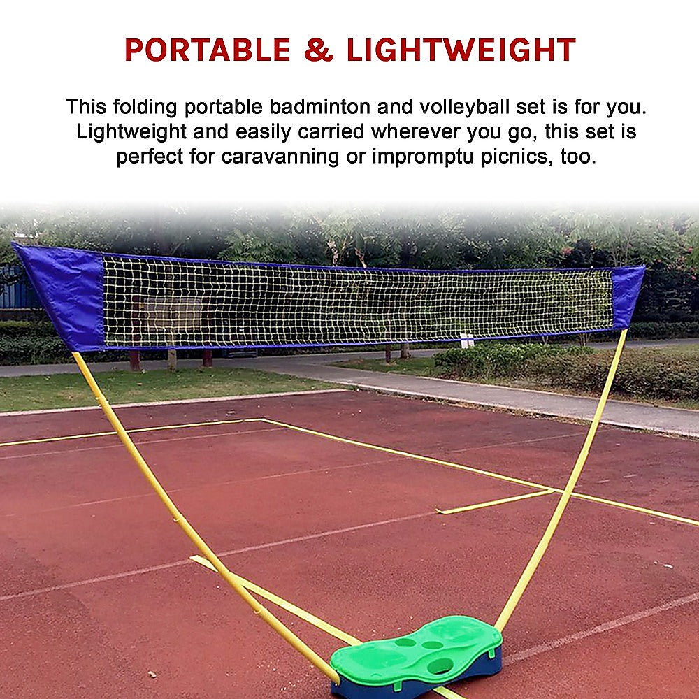 Folding Portable Badminton Combo Set Volleyball Net Outdoor Sports - SM Everyday Living