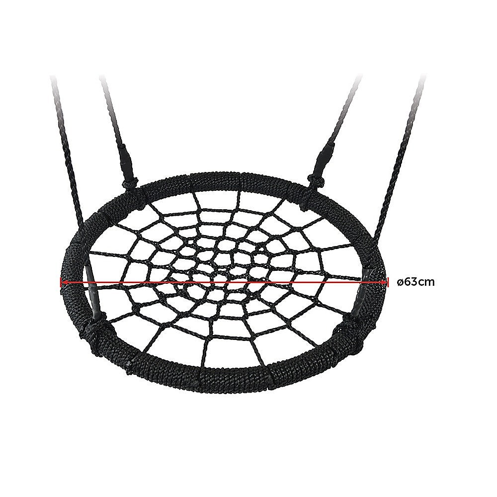 Kids Rope Swing Round Outdoor Birds Crows Nest Spider Web Swing Seat 65cm - SM Everyday Living