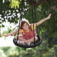 Kids Rope Swing Round Outdoor Birds Crows Nest Spider Web Swing Seat 65cm - SM Everyday Living