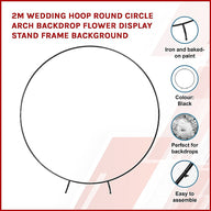 2M Hoop Round Circle Arch Backdrop Flower Display Stand Frame Background