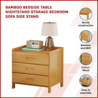 Bamboo Bedside Table Nightstand Side Stand