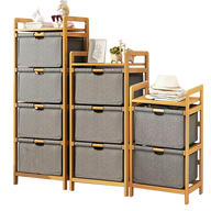Bamboo Shelf with Storage Hamper - Wooden Bamboo
