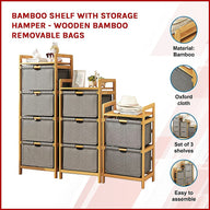 Bamboo Shelf with Storage Hamper - Wooden Bamboo