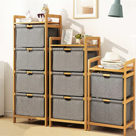 Bamboo Shelf with Storage Hamper - Wooden Bamboo