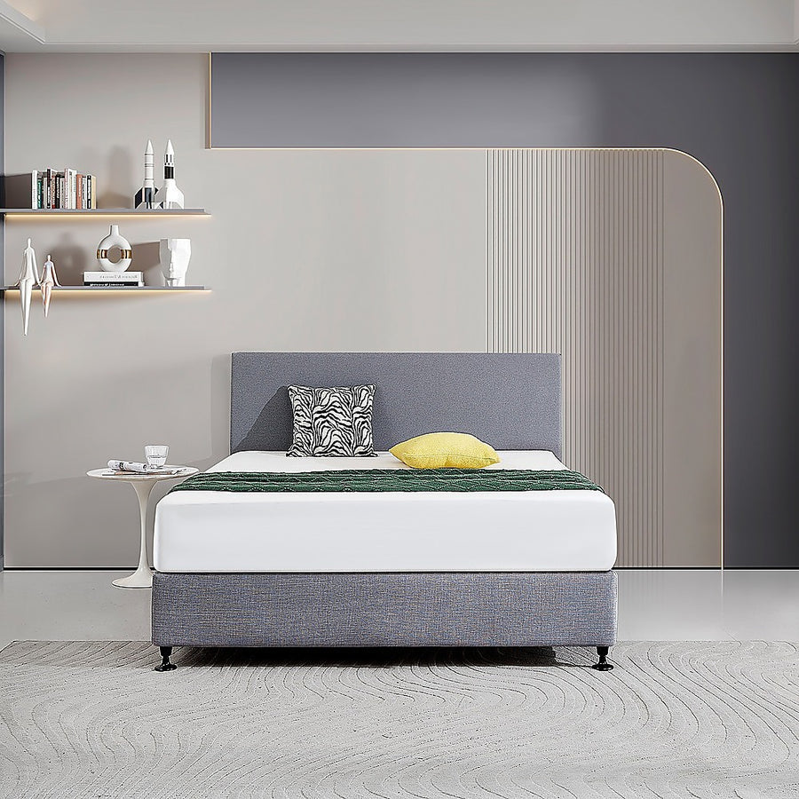 Fabric Queen Bed Deluxe Headboard Bedhead - Slate Ash