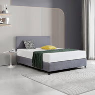 Fabric Queen Bed Deluxe Headboard Bedhead - Slate Ash